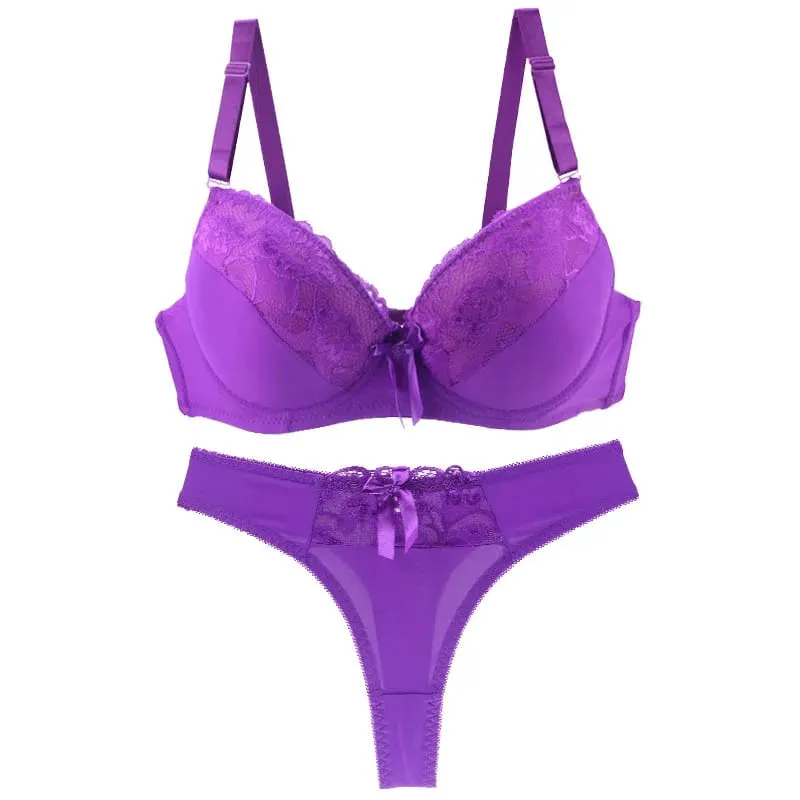 DaiNaFang Novo Conjunto de Sutiã Push Up Sexy Acolchoado Roupa Interior de Renda Sólida Para Mulheres BCDE Cup Plus Size Lingerie Feminina — image 4