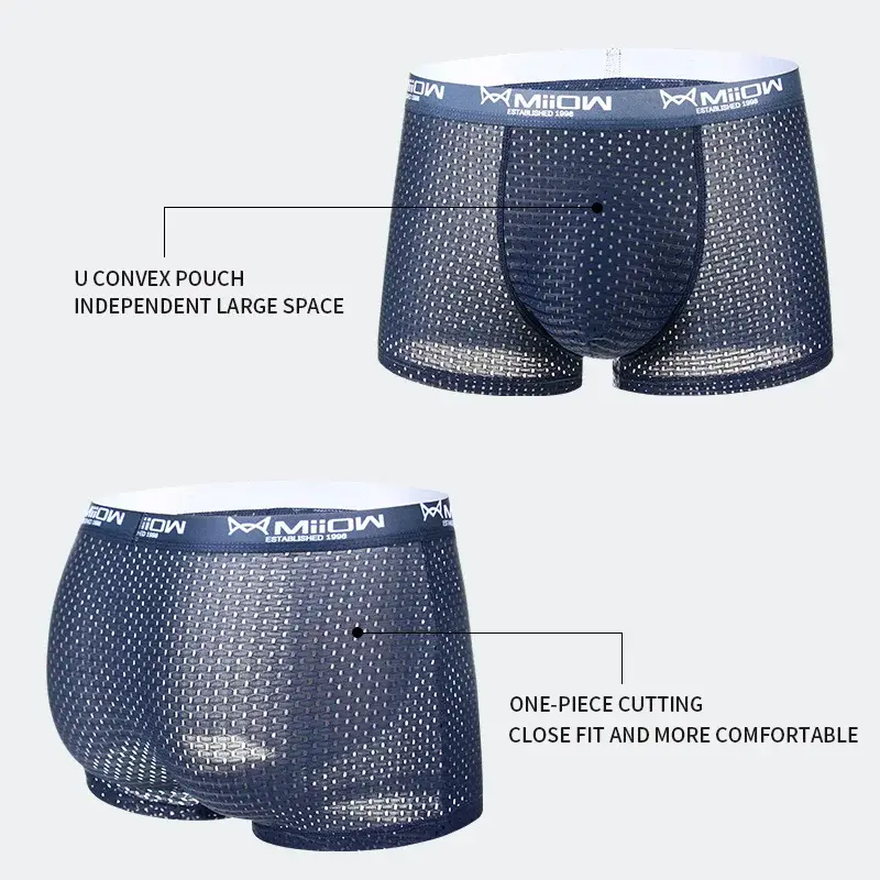 MiiOW Sexiga män Boxershorts Underkläder Mesh Andas Ice Silk Man Trosor Underkläder Kalsonger Boxershorts Plus Size L-4XL 2022 — image 5