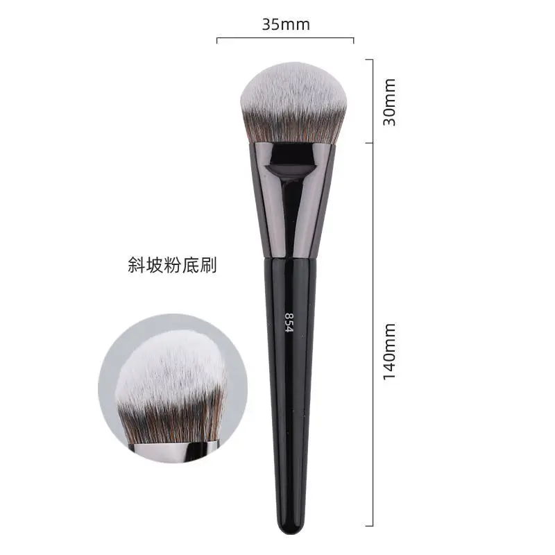 1ks #854 Angled Foundation Make-up štětce Base Make-up štětce sklon Liquid Black kosmetické nástroje kosmetické nástroje pera na make-up