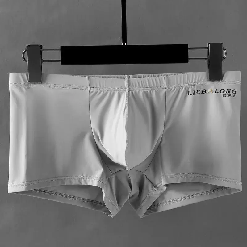 Sexy Men Underwear Boxers Ice Silk Sexi para sa Boys Man U Convex Big Bag Breathable Bulge Shorts Nylon Summer Pounch Panties set — image 6