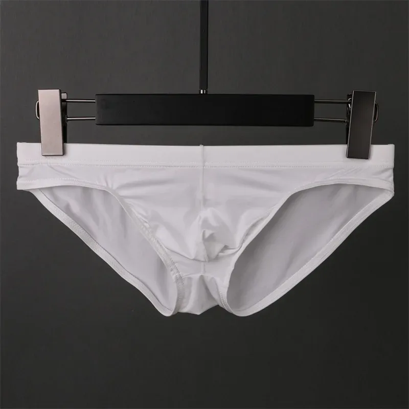 Calcinha de seda gelo masculina sexy roupa interior homem briefs ultra fino translúcido pênis bolsa cintura baixa cuecas lingerie — image 16