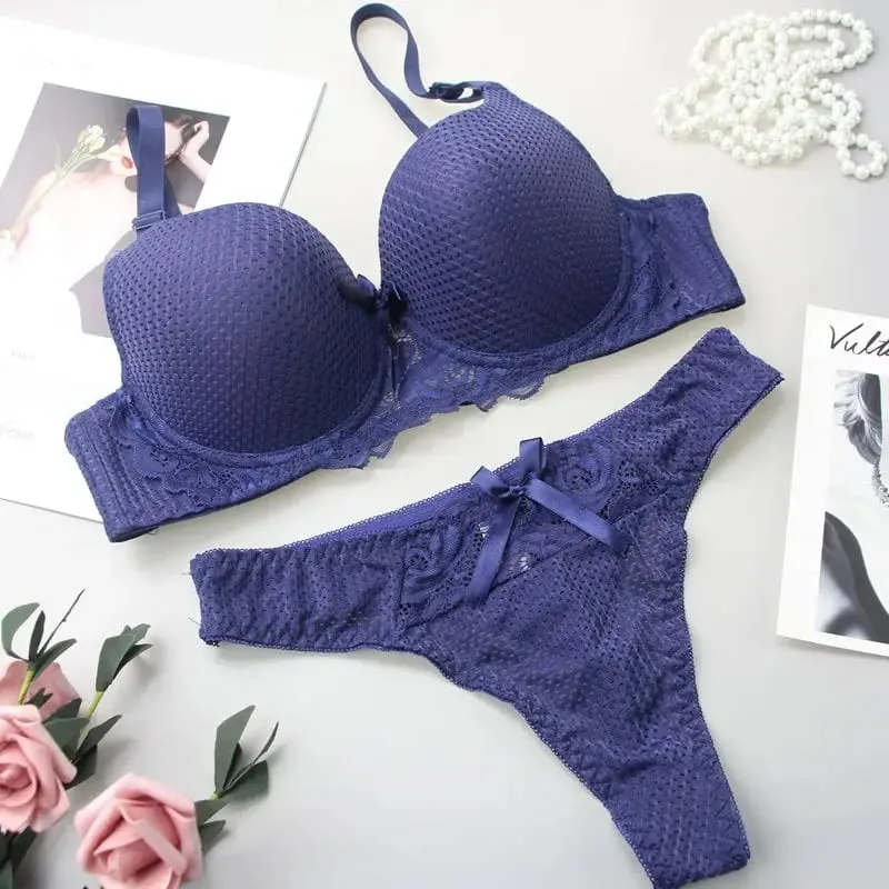 6 cores sutiã sexy lingerie de renda confortável colheita superior feminino roupa interior feminina underwire push up conjuntos de sutiã — image 3