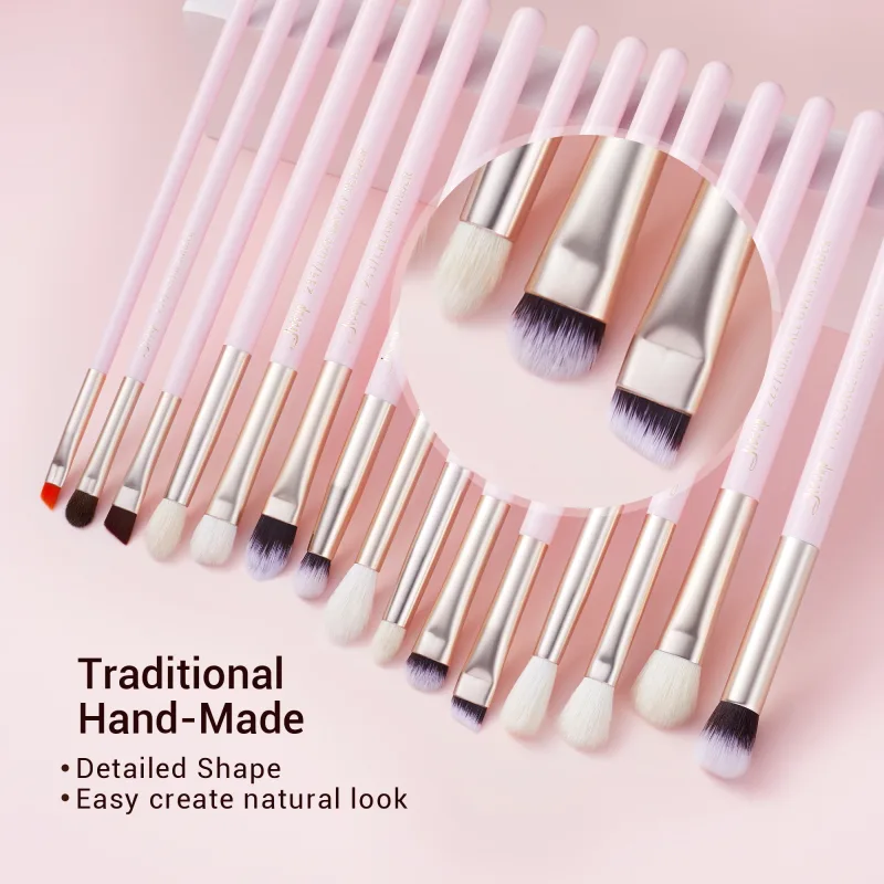 Jessup Makeup Brushes Set 15pcs Eye Make up Brush Eyeshadow Eyebrow Liner Blending Concealer Cosmetic Tool Kits Goat Hair Brush