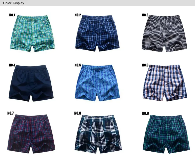 Roupa interior masculina boxer xadrez cuecas 100% algodão shorts masculinos calcinha listrada solta de alta qualidade oversize respirável dropshipping