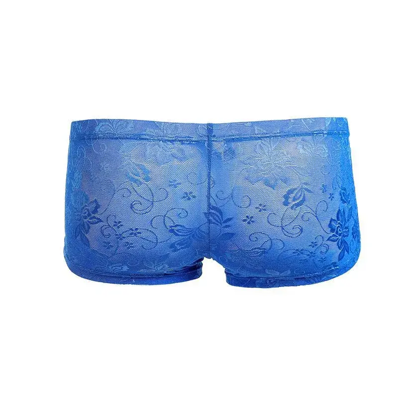 Sexy Mens Boxers Shorts Mesh Panloob na Kasuotan ng Lalaki Lingerie Trunk Transparent Mesh See Through Lace Underpants — image 10