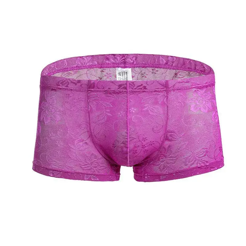 Sexy Mens Boxers Shorts Mesh Panloob na Kasuotan ng Lalaki Lingerie Trunk Transparent Mesh See Through Lace Underpants — image 15