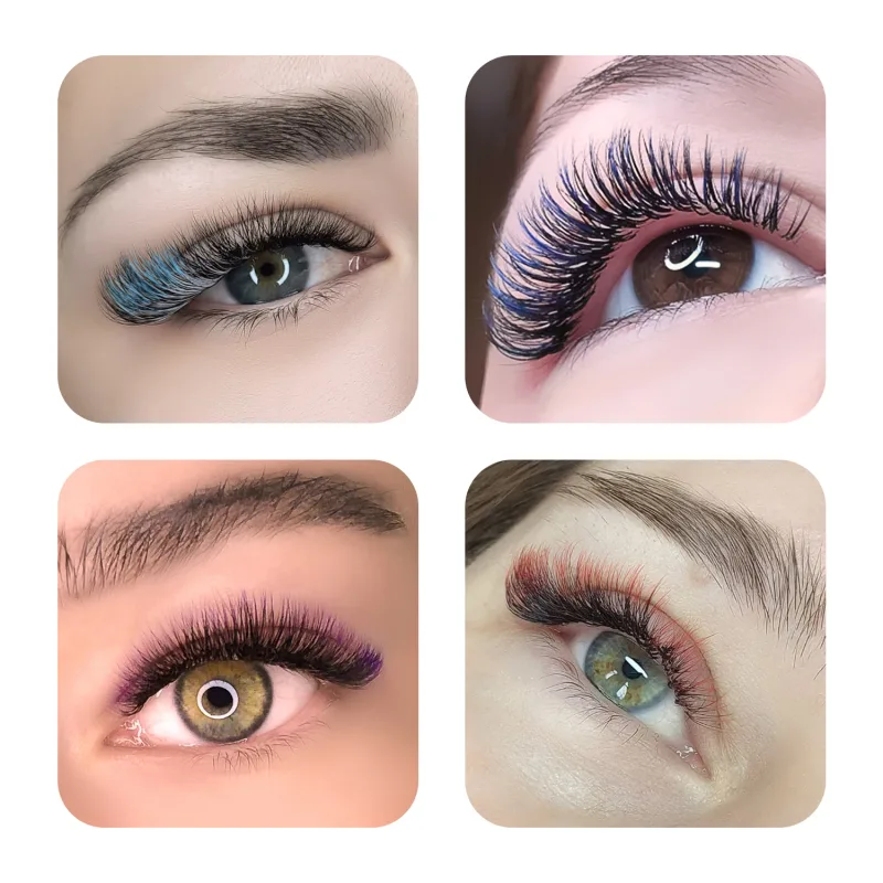 12Rows Ombre Gradient Red Green Blue Purple Color Eyelash Extension Individual Faux Mink False Eye Lashes Makeup