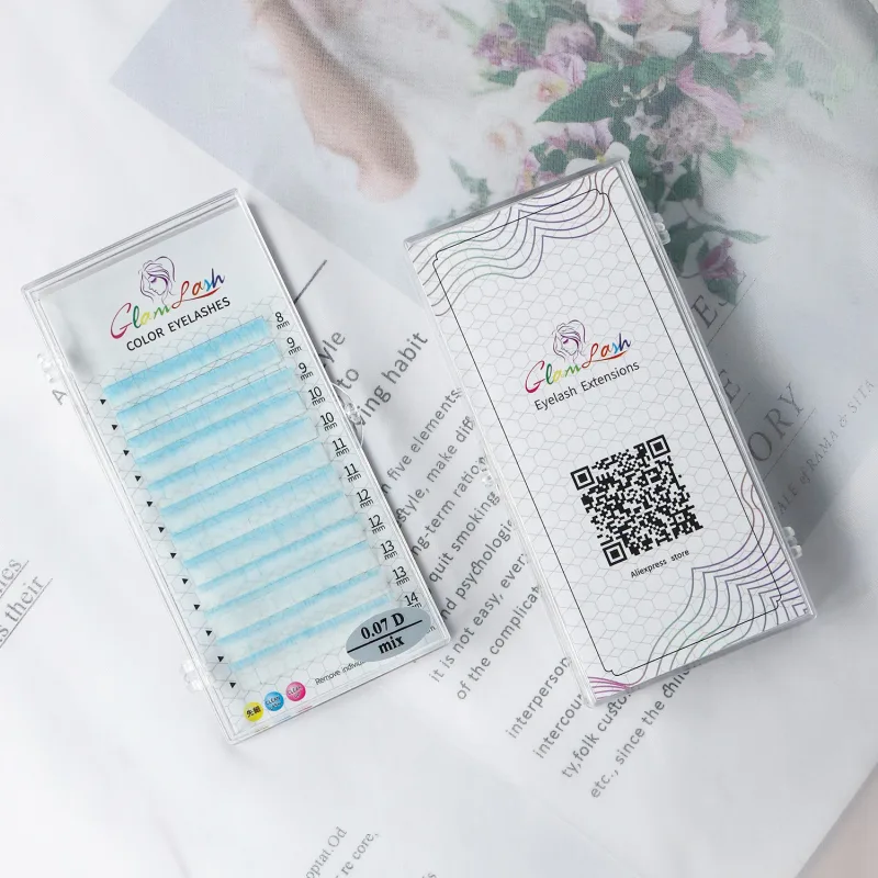 12Rows Ombre Gradient Red Green Blue Purple Color Eyelash Extension Individual Faux Mink False Eye Lashes Makeup