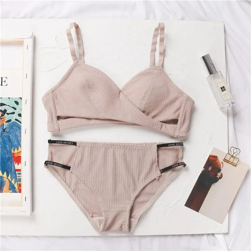 Conjunto de sutiã e calcinha feminino push up sutiãs calcinha de cintura baixa conjunto de roupa interior de algodão feminino conjunto de lingerie sexy íntimo