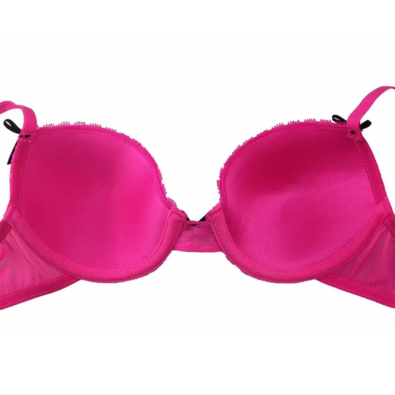 Mierside menina lindo sutiã lingerie conjunto de sutiã rosa meninas adorável sutiã com renda transparente calcinha push up bralette — image 5
