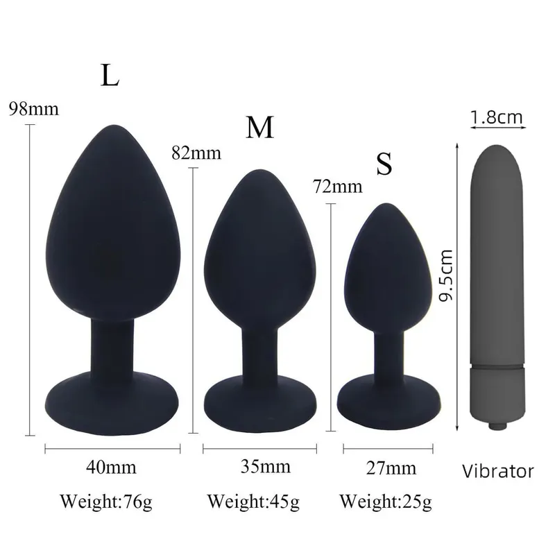 Vuxen silikon analplugg Dildos Bullet Vibrator Butt Plugs Sexleksaker för kvinnor Män Gay Prostata Massager Anal Onanera S/M/L — image 2
