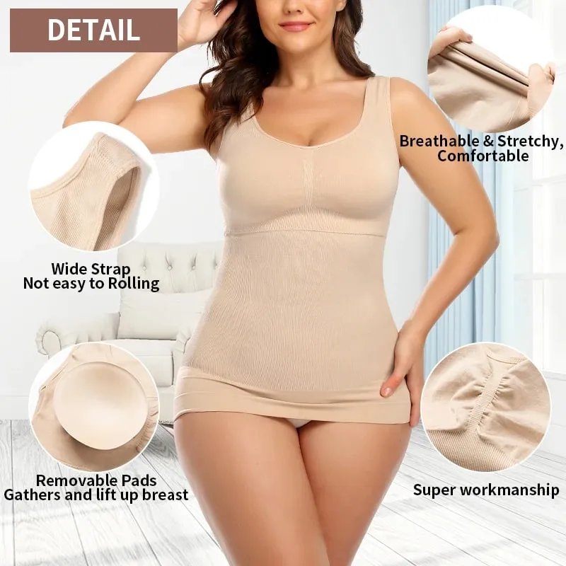 Regatas femininas com sutiã embutido prateleira sutiã casual alça larga camisola básica sem mangas modelador superior com sutiã removível — image 5
