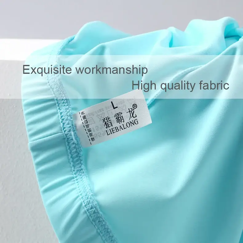 Sexy Men Underwear Boxers Ice Silk Sexi para sa Boys Man U Convex Big Bag Breathable Bulge Shorts Nylon Summer Pounch Panties set — image 4
