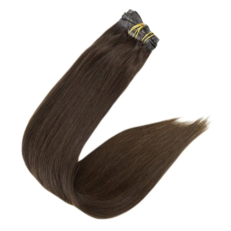 Plný lesk Bezešvé Neviditelné Clip In prodloužení Lidské vlasy 8 ks 120 g Remy Balayage blond barva — image 19