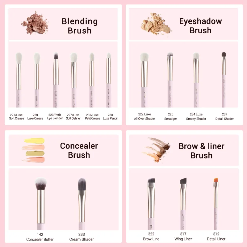 Jessup Makeup Brushes Set 15pcs Eye Make up Brush Eyeshadow Eyebrow Liner Blending Concealer Cosmetic Tool Kits Goat Hair Brush