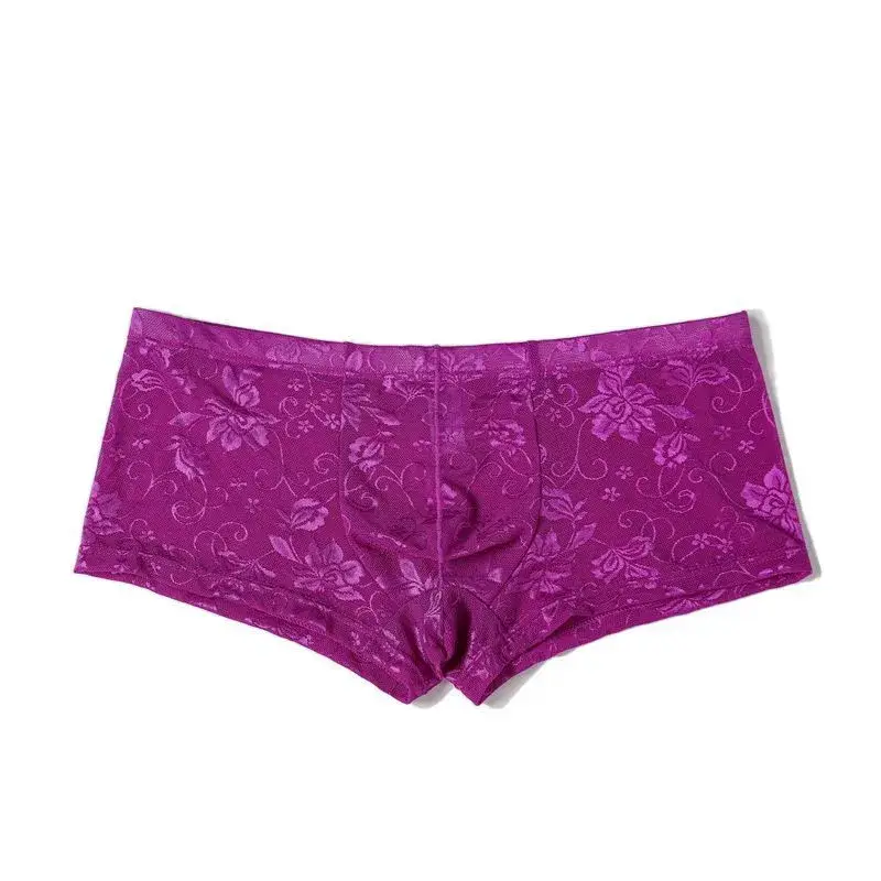 Sexy Mens Boxers Shorts Mesh Panloob na Kasuotan ng Lalaki Lingerie Trunk Transparent Mesh See Through Lace Underpants — image 17