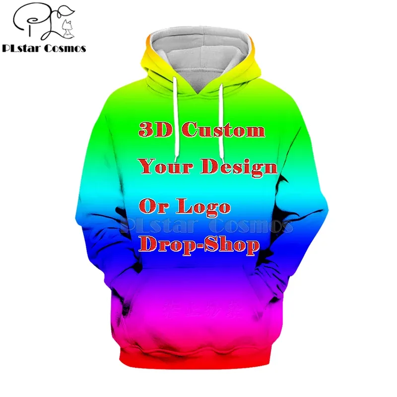 DIY benutzerdefinierte Volldruck 3D Hoodies erstellen Design Foto/Sie wollen Muster personalisierte individuelle Reißverschluss Sweatshirts Übergröße