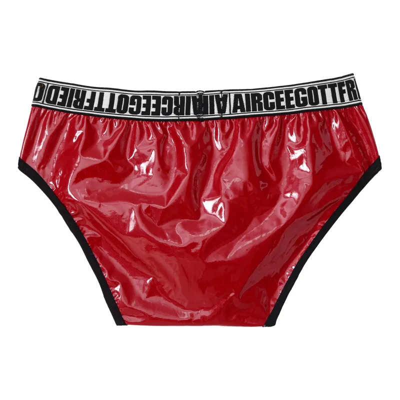 Homens de couro falso breve cuecas sexy olhar molhado cintura baixa bulge bolsa calcinha roupa interior maiô banho shorts — image 5