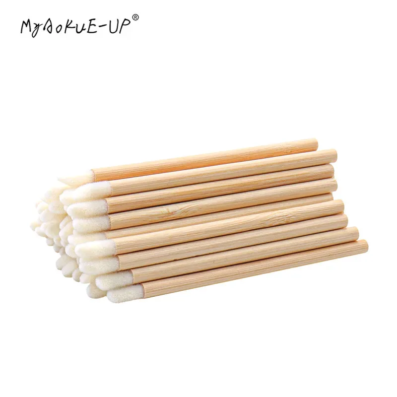 50 τεμ./συσκευασία μιας χρήσης Bamboo Lip Brush Lashes Micro Brushes Applicator Tool for Eyelash Extension Γυναικεία Εργαλεία Μακιγιάζ