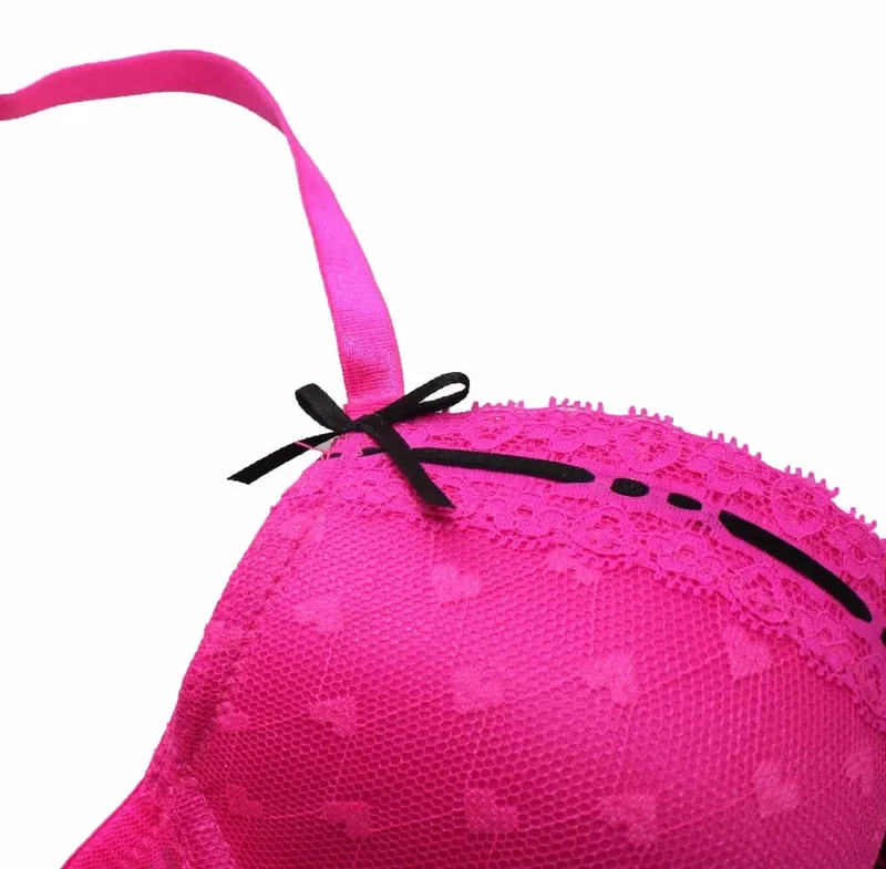 Mierside menina lindo sutiã lingerie conjunto de sutiã rosa meninas adorável sutiã com renda transparente calcinha push up bralette — image 6