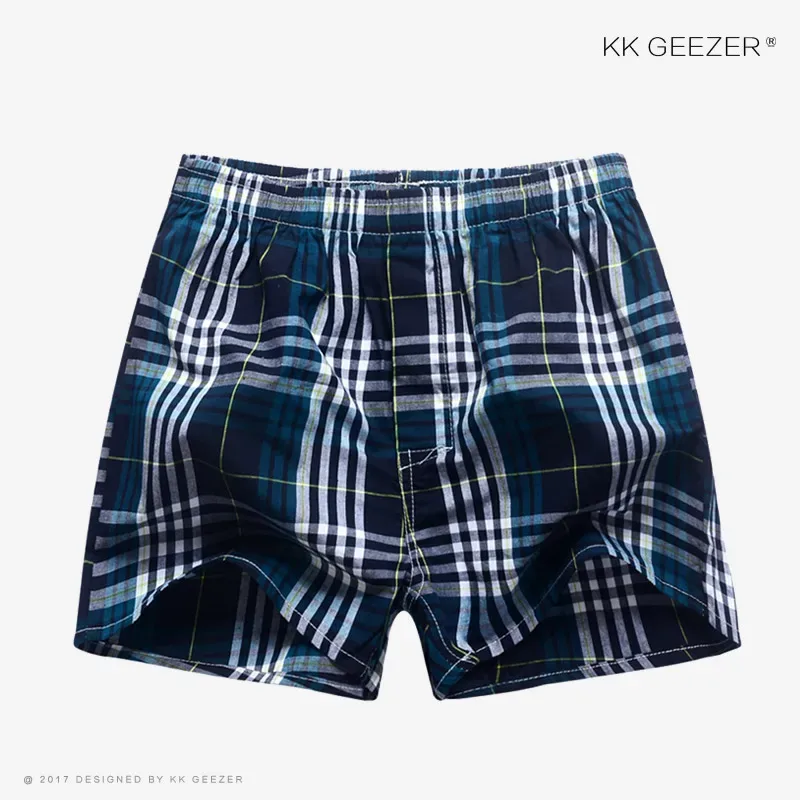 Roupa interior masculina boxer xadrez cuecas 100% algodão shorts masculinos calcinha listrada solta de alta qualidade oversize respirável dropshipping
