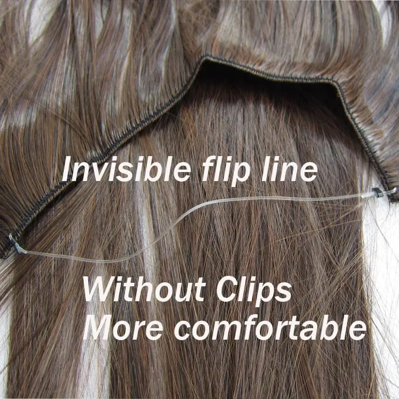 Jeedou One Piece No Clips Hairpieces Ombre Color Elasticity Invisible Wire Fish Line Wavy Synthetic Hair Extension — image 4