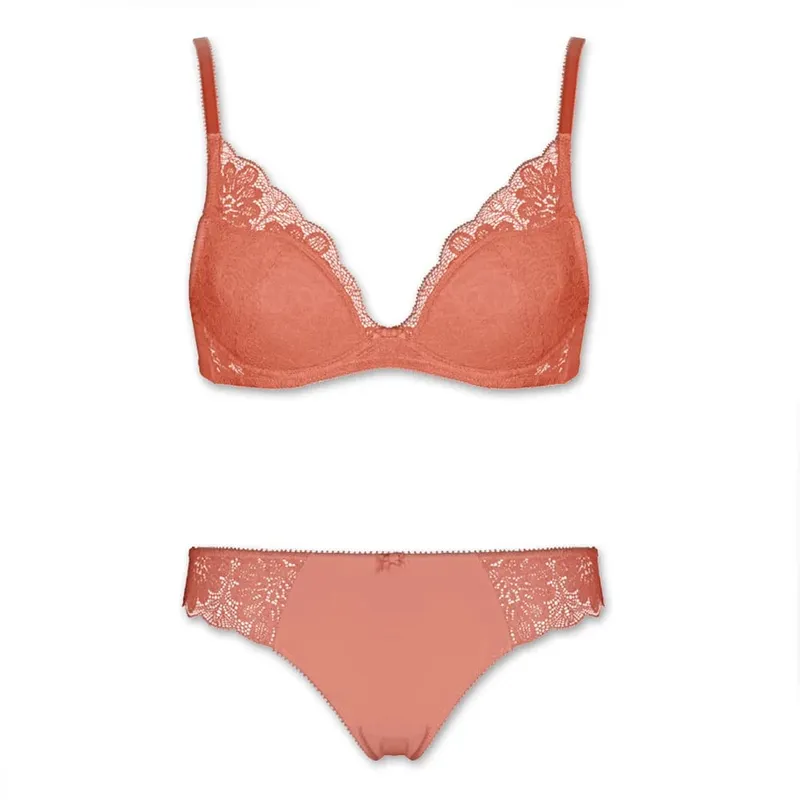 Mierside YW005 Dam Transparent BH Set Spetsblommor Underkläder Sexig BH Ultratunn underkläder Set Plus Size32-38 A/B/C/D/DD/DDD/E — image 2