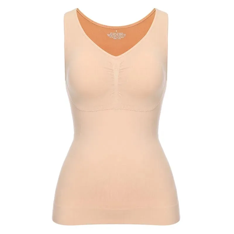 Regatas femininas com sutiã embutido prateleira sutiã casual alça larga camisola básica sem mangas modelador superior com sutiã removível