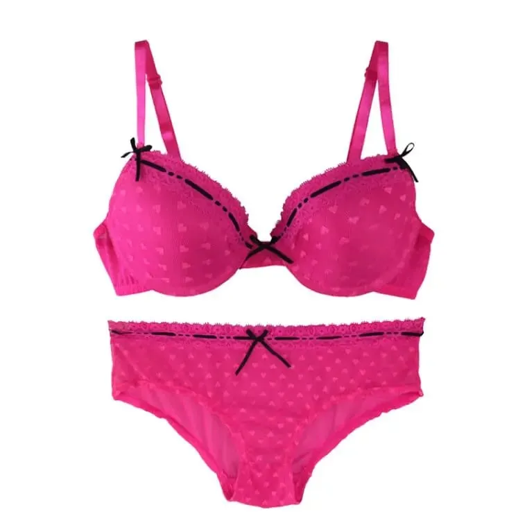Mierside menina lindo sutiã lingerie conjunto de sutiã rosa meninas adorável sutiã com renda transparente calcinha push up bralette