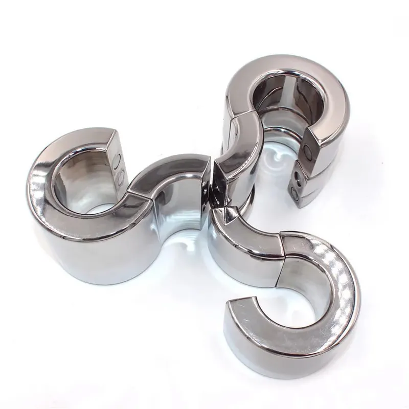 Magnetiskt lås Metall Pung Hänge Ball Bår Testis Vikt Cock Ring Penis Fasthållning Rostfritt stål Sexleksaker för män — image 6