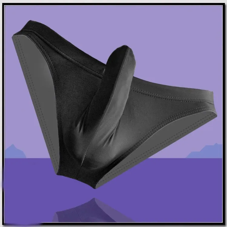 Frete grátis masculino sexy aconchegante biquíni sedoso gelo com manga pênis confortável roupa interior masculina meias aconchegantes — image 3