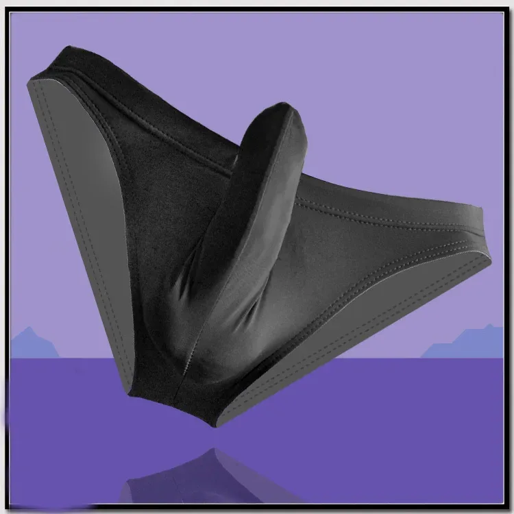 Frete grátis masculino sexy aconchegante biquíni sedoso gelo com manga pênis confortável roupa interior masculina meias aconchegantes — image 1