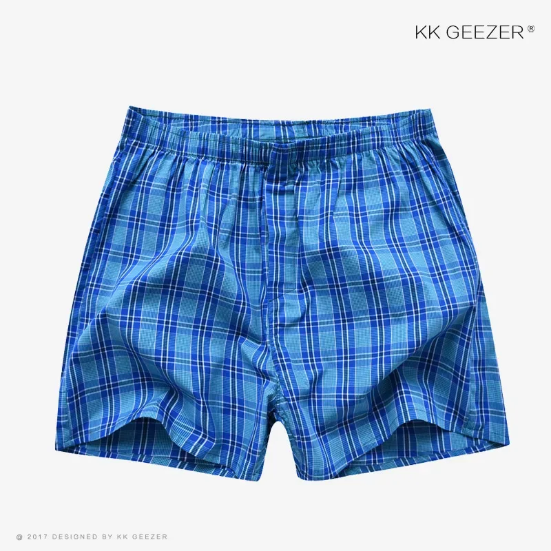Roupa interior masculina boxer xadrez cuecas 100% algodão shorts masculinos calcinha listrada solta de alta qualidade oversize respirável dropshipping