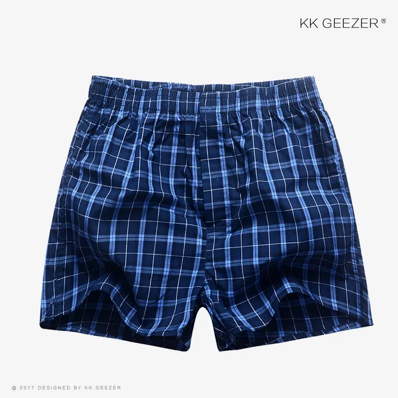 Roupa interior masculina boxer xadrez cuecas 100% algodão shorts masculinos calcinha listrada solta de alta qualidade oversize respirável dropshipping