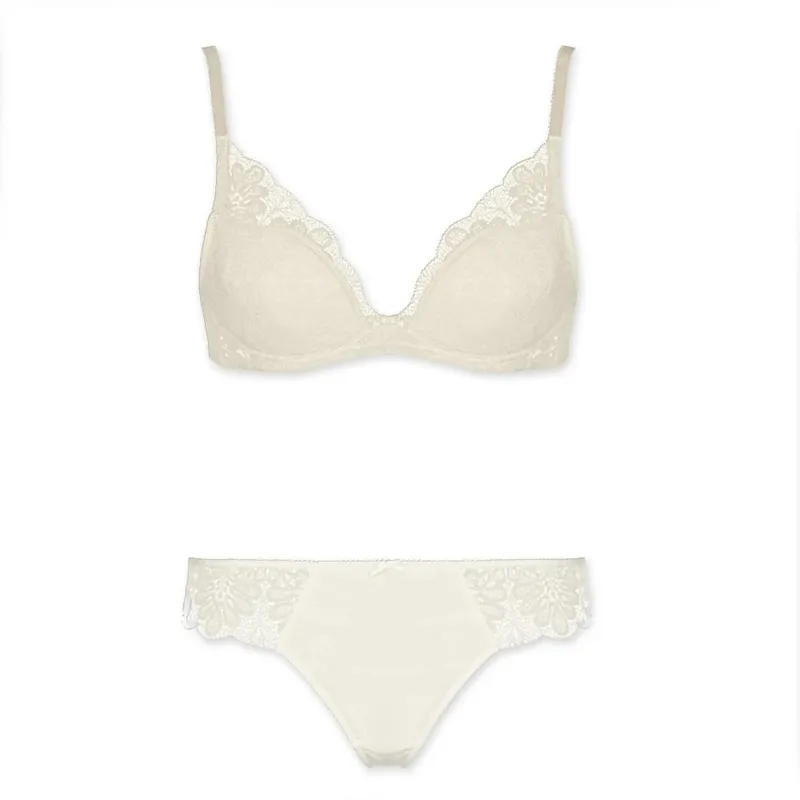 Mierside YW005 Dam Transparent BH Set Spetsblommor Underkläder Sexig BH Ultratunn underkläder Set Plus Size32-38 A/B/C/D/DD/DDD/E