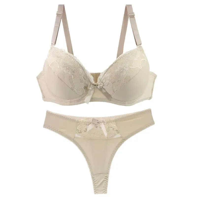 DaiNaFang Novo Conjunto de Sutiã Push Up Sexy Acolchoado Roupa Interior de Renda Sólida Para Mulheres BCDE Cup Plus Size Lingerie Feminina