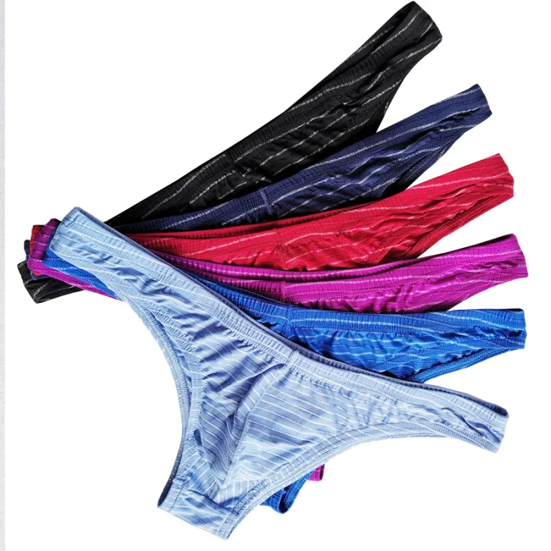 5 hommes slips Sexy rayure Bikini respirant sous-vêtements doux Cucea caleçons homme confortable pantalon Gay Cueca culotte masculine C903-1 — image 11