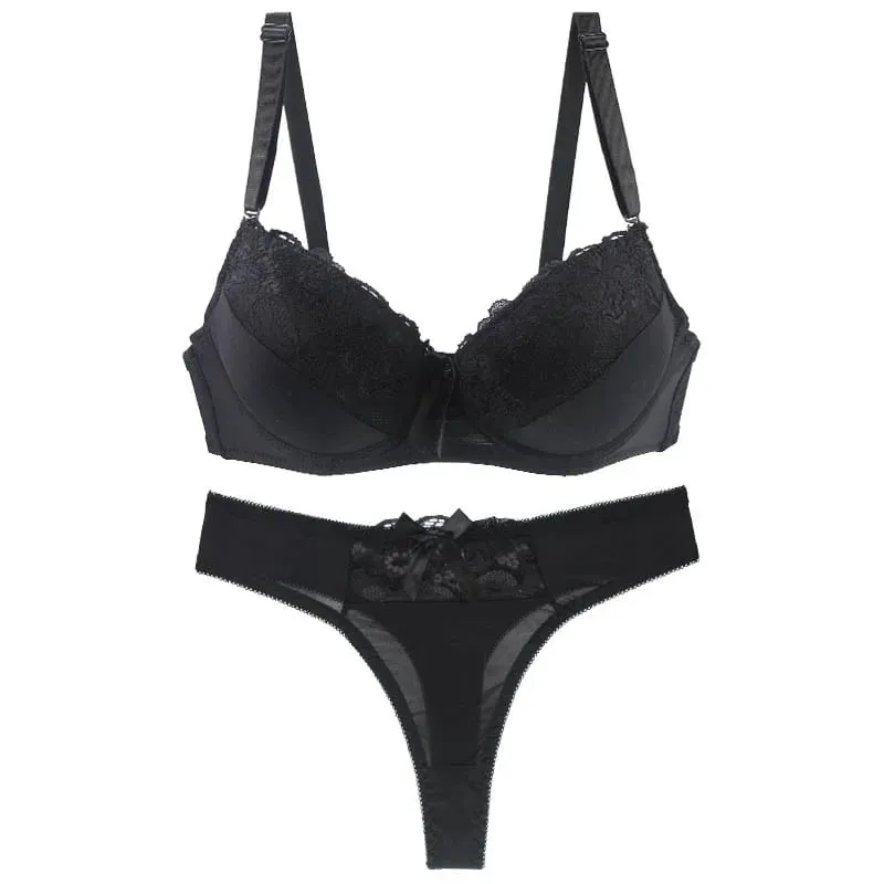 DaiNaFang Novo Conjunto de Sutiã Push Up Sexy Acolchoado Roupa Interior de Renda Sólida Para Mulheres BCDE Cup Plus Size Lingerie Feminina — image 2