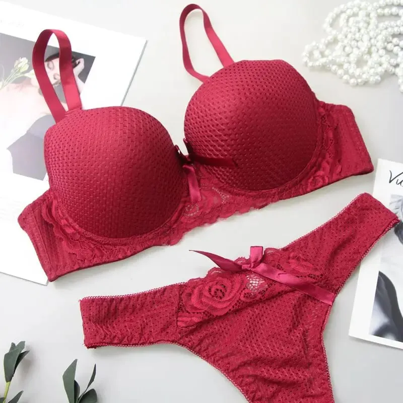 6 cores sutiã sexy lingerie de renda confortável colheita superior feminino roupa interior feminina underwire push up conjuntos de sutiã — image 2