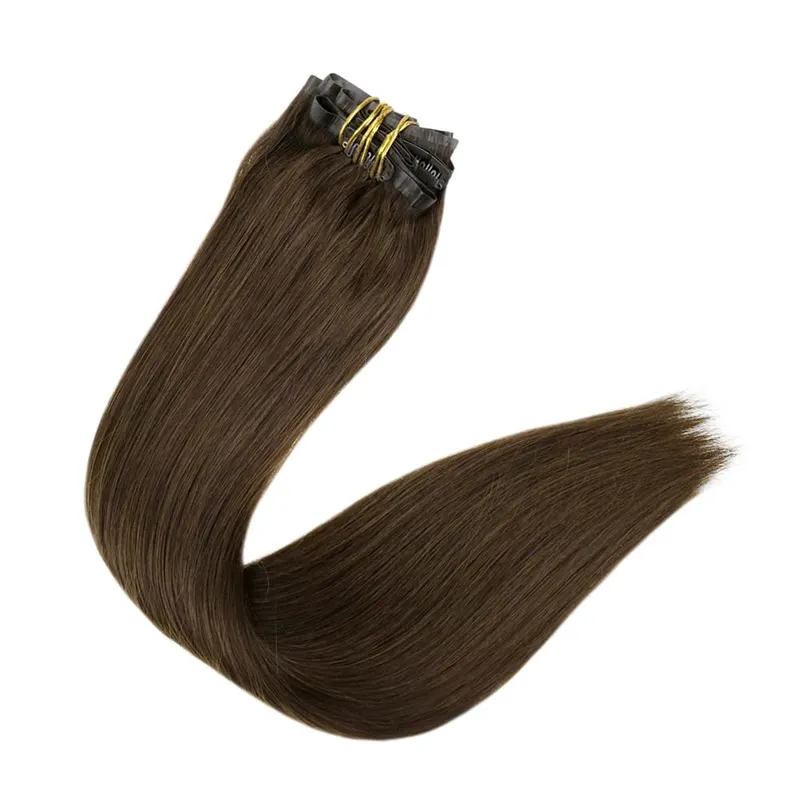 Plný lesk Bezešvé Neviditelné Clip In prodloužení Lidské vlasy 8 ks 120 g Remy Balayage blond barva — image 20
