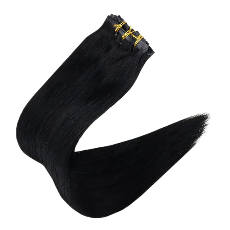 Plný lesk Bezešvé Neviditelné Clip In prodloužení Lidské vlasy 8 ks 120 g Remy Balayage blond barva — image 17