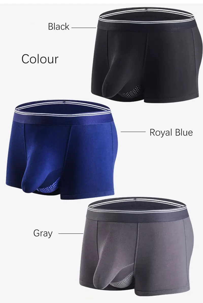Plus size masculino sexy separado pênis bolso boxer shorts respirável roupa interior masculina calcinha modal masculino elefante nariz cuecas 3256802927192475 — image 11