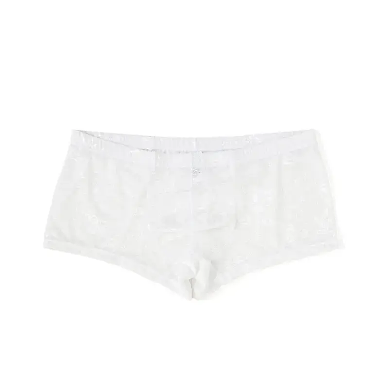 Sexy Mens Boxers Shorts Mesh Panloob na Kasuotan ng Lalaki Lingerie Trunk Transparent Mesh See Through Lace Underpants — image 20