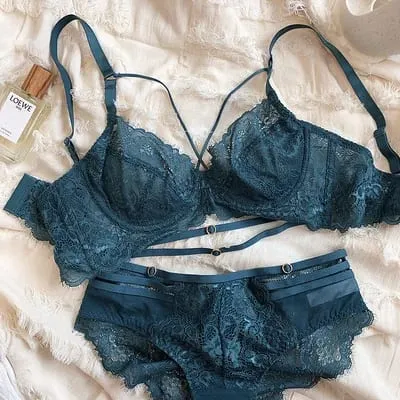Novo bordado sutiãs roupa interior feminina conjunto plus size lingerie sexy a b c d copo ultrafino sutiã transparente calcinha de renda conjunto preto — image 3