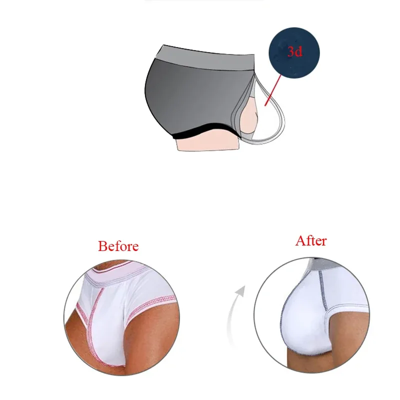 Panlalaking Underwear Swimwear Briefs Pouch Sa Loob Palakihin ang Sexy Sponge Enhancer Pad Protection Push Up Cup Breathable Multi Colors — image 7