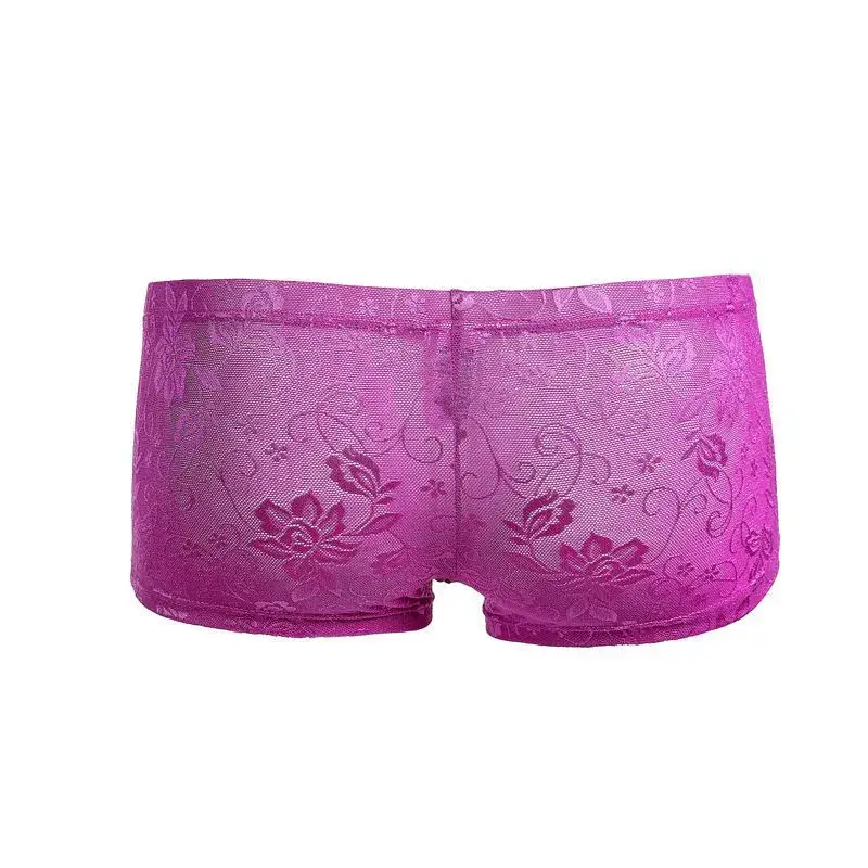 Sexy Mens Boxers Shorts Mesh Panloob na Kasuotan ng Lalaki Lingerie Trunk Transparent Mesh See Through Lace Underpants — image 16
