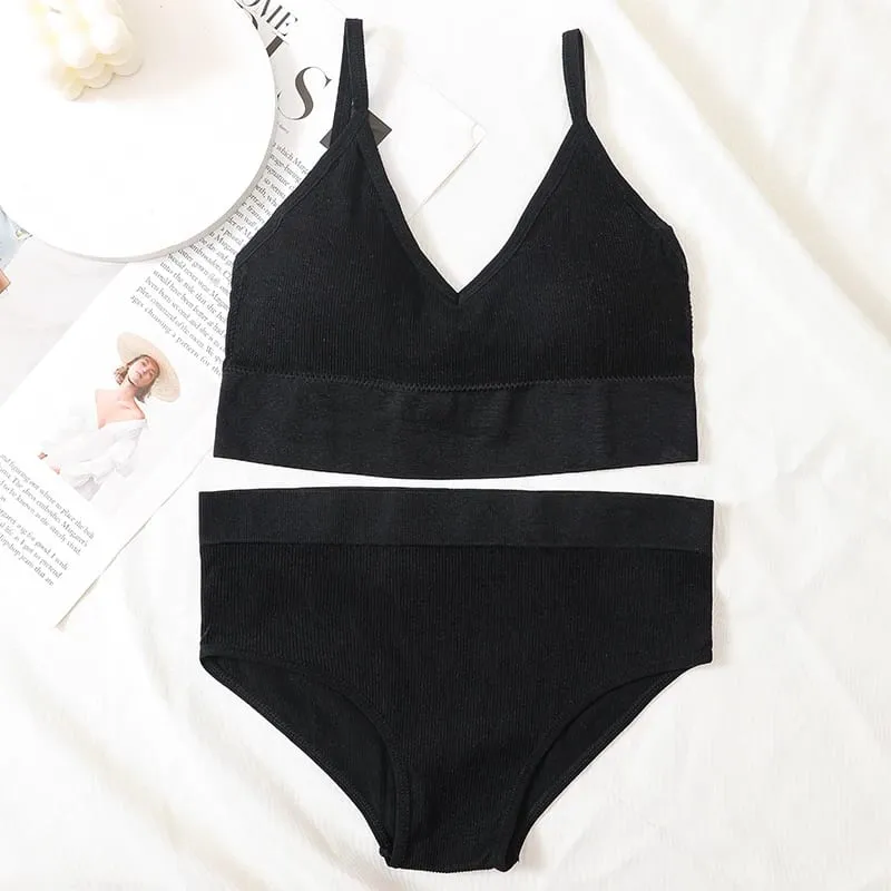 Mulheres sutiã e calcinha conjunto de sutiã de volta baixa cintura alta briefs feminino lingerie sexy conjunto fio livre sutiã sem costura topo de colheita