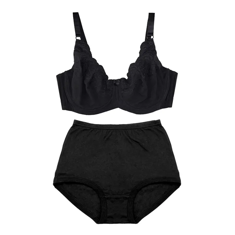Mierside 100% algodão lingerie tamanho grande bralette roupa interior para mulheres cuecas de cintura alta e sutiã conjunto de sutiã confortável