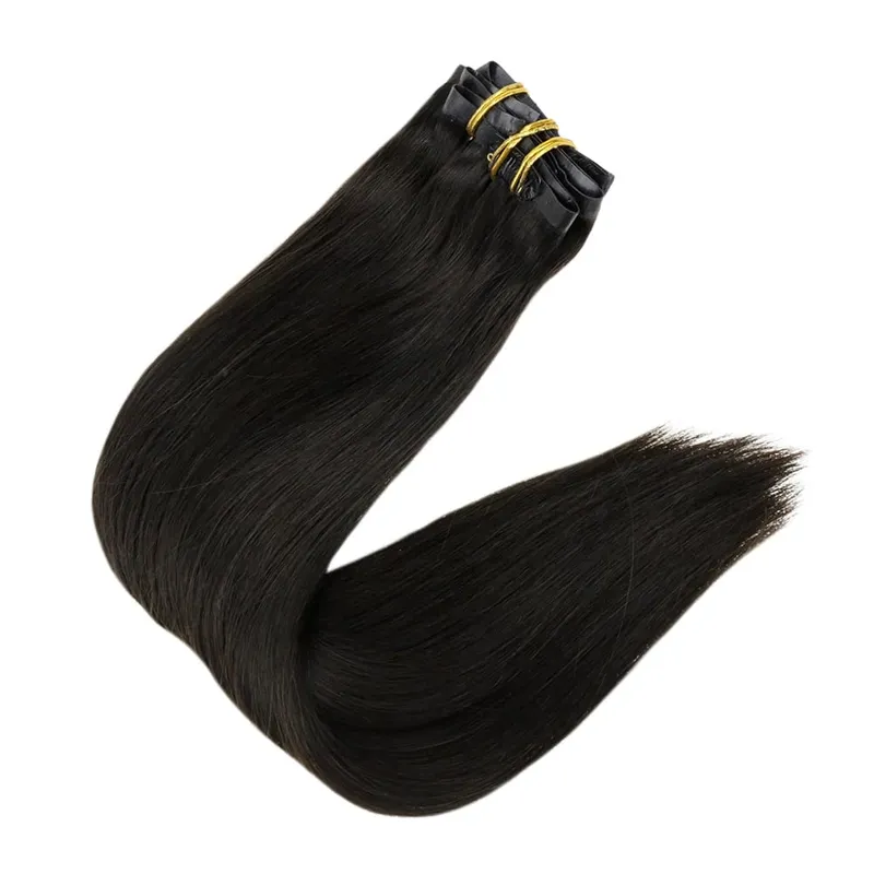 Plný lesk Bezešvé Neviditelné Clip In prodloužení Lidské vlasy 8 ks 120 g Remy Balayage blond barva — image 18