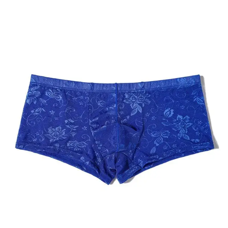 Sexy Mens Boxers Shorts Mesh Panloob na Kasuotan ng Lalaki Lingerie Trunk Transparent Mesh See Through Lace Underpants — image 11